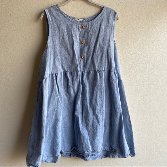 egs by éloges Blue Button-Front Tunic Top - Picture 14 of 16